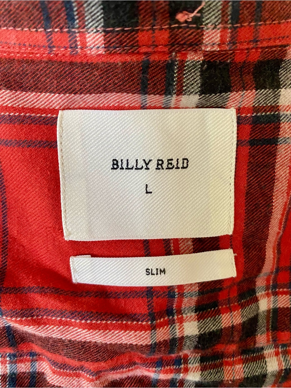 Billy Reid Men’s Slim Fit Red Plaid Shirt (L - fits Medium) Cotton Button Down - Picture 6 of 7